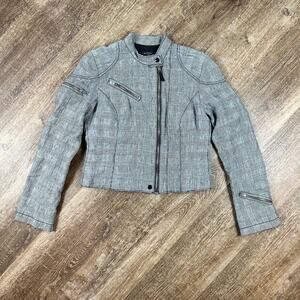Vintage Polo Ralph Lauren Women's 100% Linen Blazer Jacket Moto Plaid